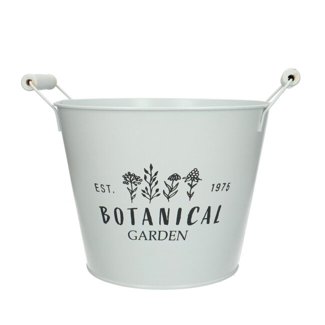 Zinc Flower Pot Planter "Botanical" | Colour: Natural White | Diameter 21 centimetres | Height 16 centimetres | Per 5 flower pots