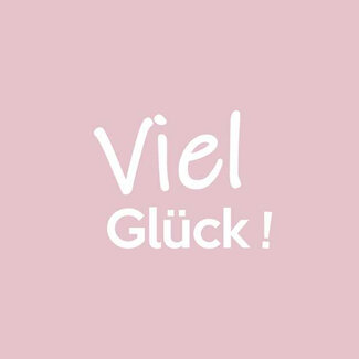 4A Label Kaartje met Duitse tekst “Viel Glück!” | Kleur: Roze | Breedte 7 centimeter | Hoogte 7 centimeter | Per 20 labels