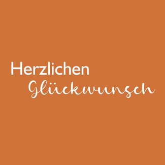 4A Label Card with German text “Glückwunsch” | Colour: Orange | Width 7 centimetres | Height 7 centimetres | Per 20 labels