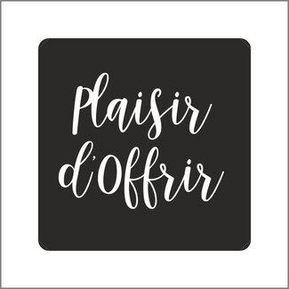 4A Label Sticker met Franse tekst “Plaisir d’Offrir” | Kleur: Zwart | Diameter 39 millimeter | Per 500 stickers
