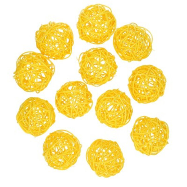 Rattan Ball | Colour: Yellow | Diameter 6 centimetres | Available to order per 12 balls