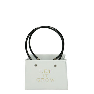 4A Zinken Blumentopf Pflanzgefäß taschenform Text „Let it grow“ | Farbe: Naturweiß | Höhe 11,5 Zentimeter | Länge 14 Zentimeter | Breite 7,5 Zentimeter | Pro 6 Blumentöpfe