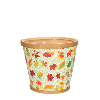 4A Houten Bloempot Plantenbak Blad “Herfst” | Kleur: Gemengde Kleuren | Diameter 17 centimeter | Hoogte 15 centimeter | Per 10 bloempotten