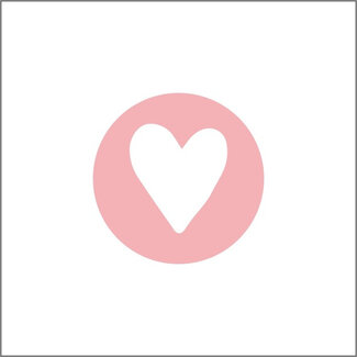 4A Sticker with Heart | Colour: Pink | Diameter 25 millimetres | Per 500 stickers