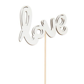 4A Houten Bijsteker “Love” | Kleur: Naturelle Wit | Breedte 10 centimeter | Lengte ± 50 centimeter | Per 24 bijstekers