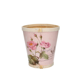 4A Wooden Flowerpot Planter "Roses" | Colour: Pink | Diameter 13 centimetres | Height 14 centimetres | Per 10 flowerpots