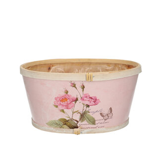 4A Wooden Flower Pot Planter "Roses" | Colour: Pink | Length 22 centimetres | Width 18 centimetres | Height 11 centimetres | Per 10 planters