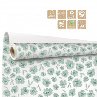 4A Papier auf Rolle „Aube“ | Farbe: Weiß Grün | Breite 80 Zentimeter | Länge 40 Meter | Pro Rolle