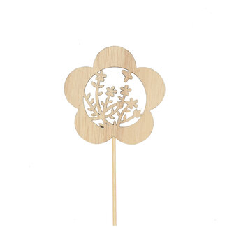 4A Bloem Bijsteker “Flori” | Kleur: Lichtbruin | Diameter bloem 7 centimeter | Lengte bijsteker ± 50 centimeter | Per 25 bijstekers