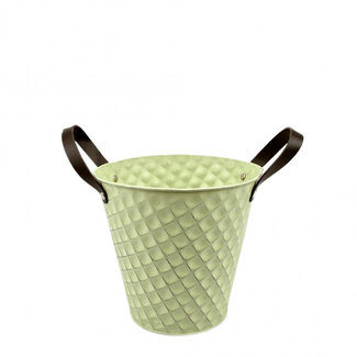 4A Zink Blumentopf Pflanzentopf Rautenmuster | Farbe: Grün | Durchmesser 18,5 Zentimeter | Höhe 18 Zentimeter | Pro 10 Blumentöpfe