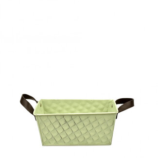 4A Zinken Bak Bloempot Plantenpot ruit motief | Kleur: Groen | Hoogte 8.5 centimeter | Lengte 19.5 centimeter | Breedte 10.5 centimeter | Per 10 bakken