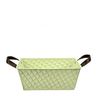 4A Zinken Bak Bloempot Plantenpot ruit motief | Kleur: Groen | Hoogte 9.5 centimeter | Lengte 23 centimeter | Breedte 12.5 centimeter | Per 10 bakken