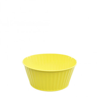 4A Zinken Bak Bloempot Plantenpot “Ferre” | Kleur: Geel | Diameter 17 centimeter | Hoogte 7.5 centimeter | Per 10 bakken