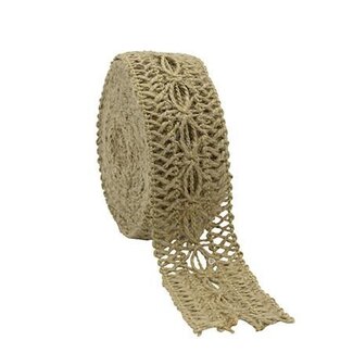 4A Jute Lint | Kleur: Grijs Bruin | Breedte 40 millimeter | Lengte 5 meter | Per rol