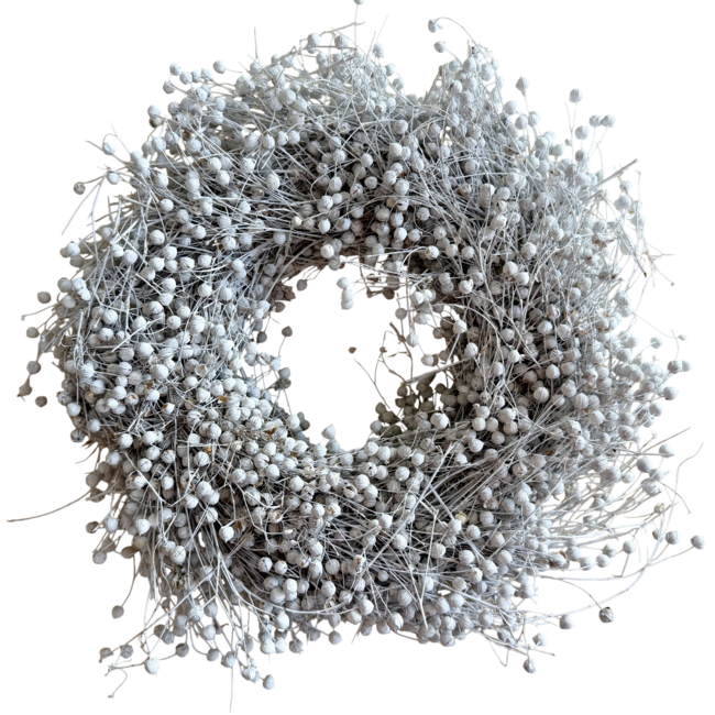 Couronne de lin | Couleur : Blanc | Diamètre 30 centimètres