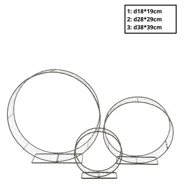 Standard Ring Frame Set | Colour: Black | Diameter 18 - 39 centimetres | Available to order per 3 rings