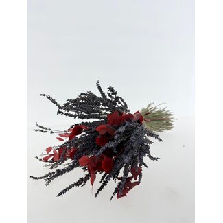 Dutch Dried Strauß Trockenblumen "Speziell für dich" | Länge ± 35 Zentimeter | Mit getrocknetem Eukalyptus, Lavendel und roten Craspedia