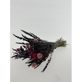 Dutch Dried Trockenblumenstrauß "Speziell für dich" | Länge ± 35 Zentimeter | Mit getrocknetem Eukalyptus, Lavendel und rosa Craspedia
