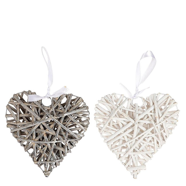 Decorative Hanging Heart | Colour: White Brown | Diameter 20 centimetres | Per 20 hangers