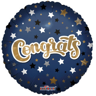 4A Party! Ballon „Congrats“ | Farbe: Blau | Durchmesser 45 Zentimeter | Pro 10 Ballons