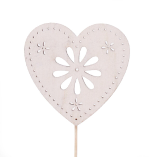 Wooden Heart Stake | Colour: Natural White | Length: ±50 centimetres | Diameter: 8 centimetres | Per 25 stakes