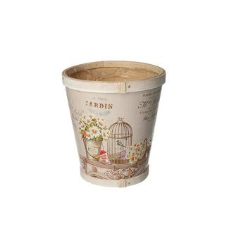 4A Wooden Flower Pot Planter "Birdcage" | Colour: Taupe | Diameter 13 centimetres | Height 14 centimetres | Per 10 flower pots