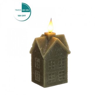 4A LED Candle House of Wax | Colour: Dark Green | Length 6 centimetres | Width 5 centimetres | Height 12 centimetres | Per 6 candles
