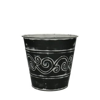 4A Zinken Bloempot Plantenpot “Barok” | Kleur: Grijs | Diameter 16 centimeter | Hoogte 15 centimeter | Per 10 bloempotten