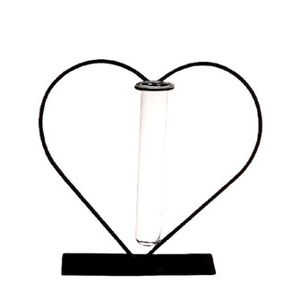 4A Heart Frame with Tube Vase | Colour: Grey | Length 14 centimetres | Width 6 centimetres | Height 19.5 centimetres | Per 8 hearts