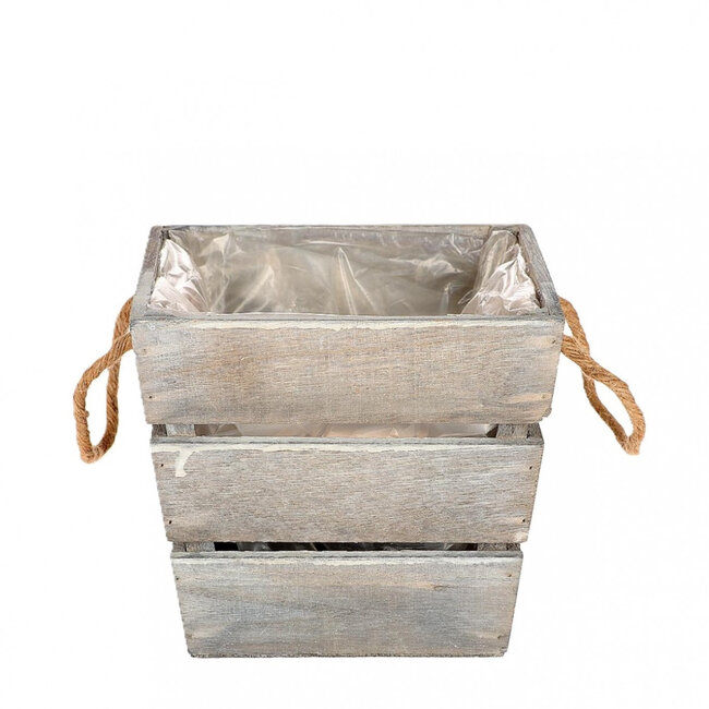 Wooden Flower Pot "Vanga" | Colour: Grey | Diameter 21 centimetres | Height 19 centimetres | Per 10 flower pots