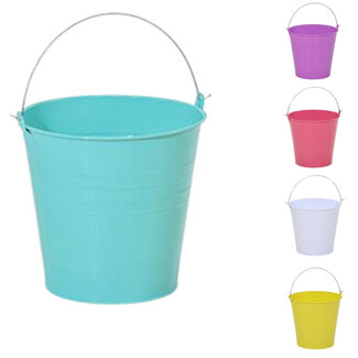 4A Zinc Bucket Flowerpot Plant Pot | Colour: Mixed Colours | Diameter 22 centimetres | Height 19.5 centimetres | Per 25 buckets