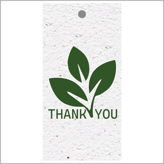 4A Bio Label Card with English text "Thank you" | Colour: White Green | Width 5 centimetres | Height 10 centimetres | Per 10 labels