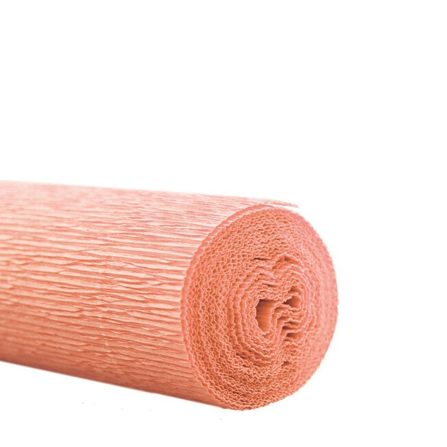 Crepe paper on roll | Colour: Salmon | Width 50 centimetres | Length 2.5 metres | Per 5 rolls