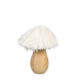4A Mushroom Decoration with Cotton | Colour: Natural White | Diameter 3 centimetres | Length 11 centimetres | Per 4 mushrooms