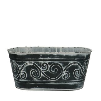 4A Zinc Container Flowerpot Plant Pot Baroque | Colour: Grey | Length 24 centimetres | Width 14 centimetres | Height 10.5 centimetres | Per 6 containers