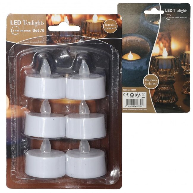 LED Tealight with Batteries and Timer | Colour: Natural White | Per 6 tealights