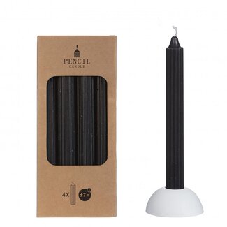 4A Pencil Candle | Colour: Black | Diameter 2.2 centimetres | Length 20 centimetres | Per 4 candles