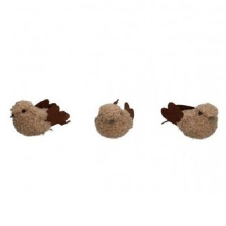 4A Decoratie Vogel | Kleur: Bruin | Lengte 8.5 centimeter | Breedte 5 centimeter | Hoogte 4 centimeter | Per 3 vogels