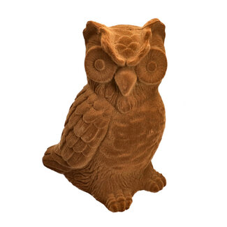 4A Flock Uil Decoratie | Kleur: Bruin | Breedte 22 centimeter | Hoogte 26.5 centimeter | Per uil
