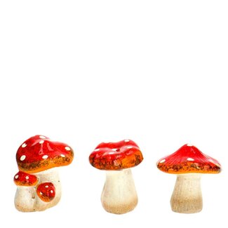 4A Mushroom Decoration | Colour: Mixed Colours | Diameter 6 centimetres | Height 7 centimetres | Per 3 mushrooms