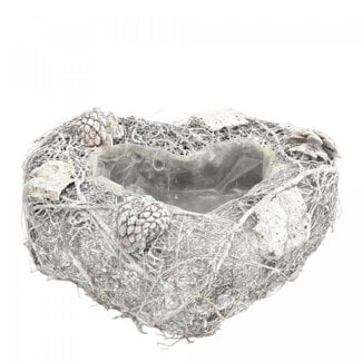 4A Flowerpot Plant Pot Twig Heart Shape | Colour: Grey | Diameter 25 centimetres | Height 10 centimetres | Per 2 flowerpots