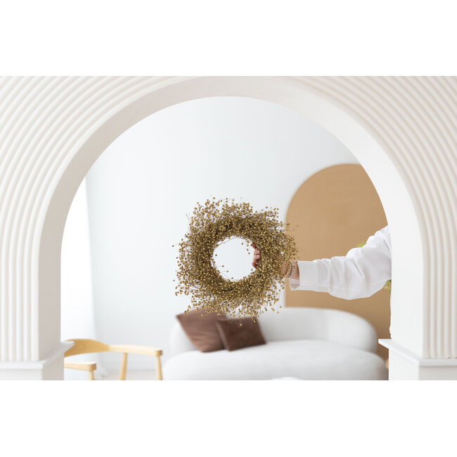 Flax wreath | Colour: Gold-coloured | Ø 30 centimetre | Can be ordered per wreath