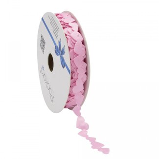 4A Band mit Herzen | Farbe: Rosa | Breite 15 Millimeter | Länge 18 Meter | Pro Rolle