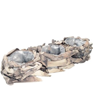 4A Hout Planter drijfhout 45*17*10cm
