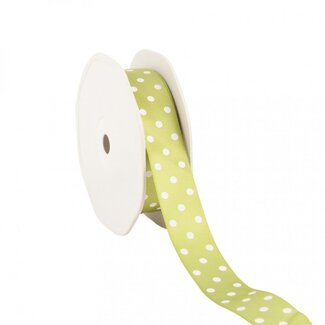 4A Satin Ribbon with Dots "Dots" | Colour: Apple Green | Width 23 millimetres | Length 20 metres | Per roll