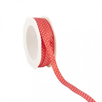 4A Satin Ribbon with Dots "Dots" | Colour: Red | Width 10 millimetres | Length 25 metres | Per roll