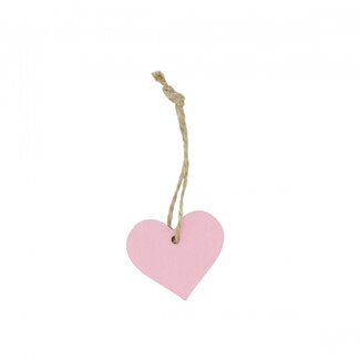 4A Wooden Heart Hanging Decoration | Colour: Pink | Diameter 3.5 centimetres | Height 4 centimetres | Per 24 hearts