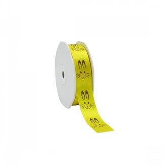 4A Ribbon with Easter Bunny | Colour: Yellow | Width 22 millimetres | Length 25 metres | Per roll