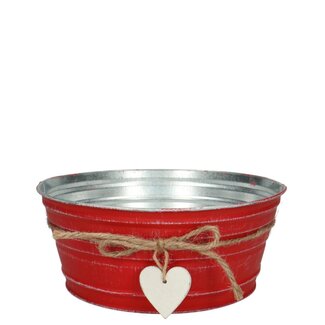 4A Zinc Flower Pot Planter “Love” | Colour: Red | Diameter 22 centimetres | Height 10 centimetres | Per 6 pots