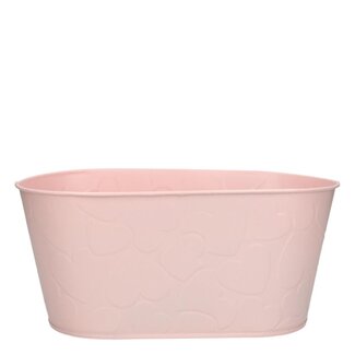 4A Zinken Bloembak Plantenbak “Hearts” | Kleur: Roze | Lengte 24 centimeter | Breedte 14 centimeter | Hoogte 10.5 centimeter | Per 6 bakken